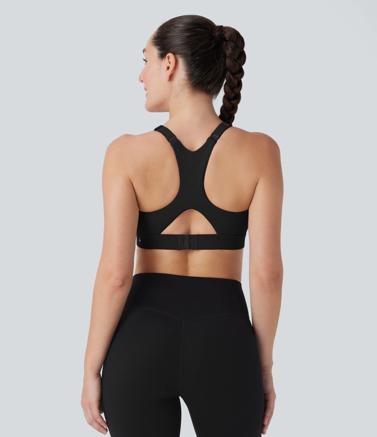 SpeedWave™ - Perforierter Sport-BH mit mittlerem Support, geformten Körbchen und verstellbaren Haken - D-F Cups, schnelltrocknend