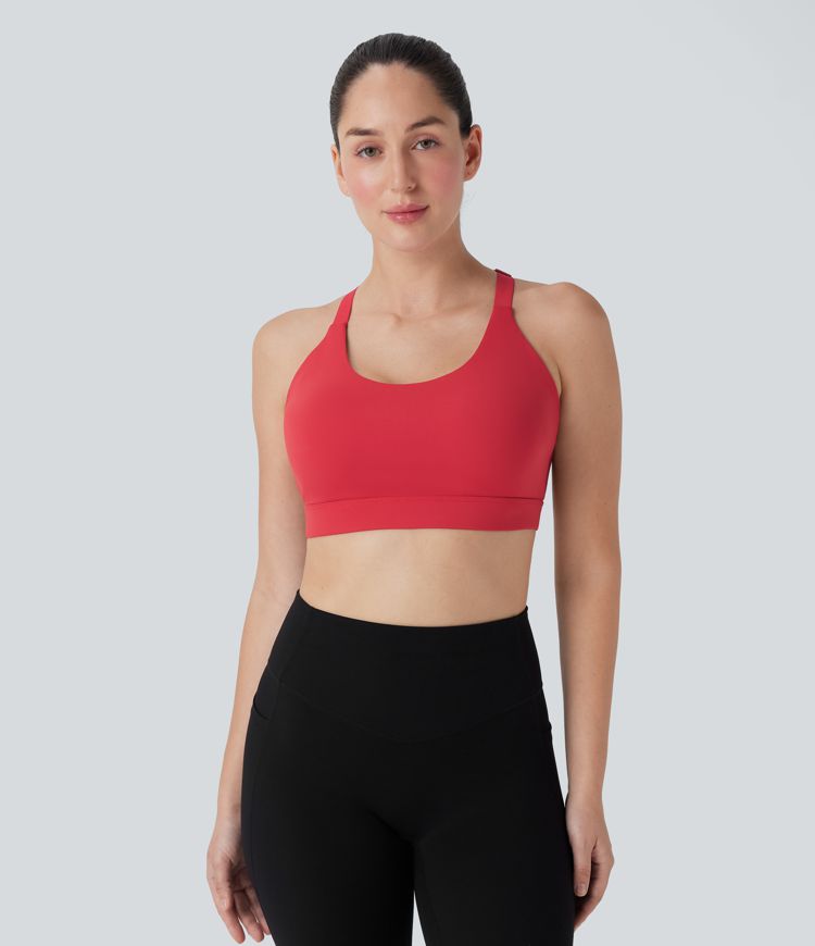 SpeedWave™ Medium Support Molded Cups Perforated Adjustable Hook Quick Dry Training Sports Bra-D/DD/DDD/F Cups