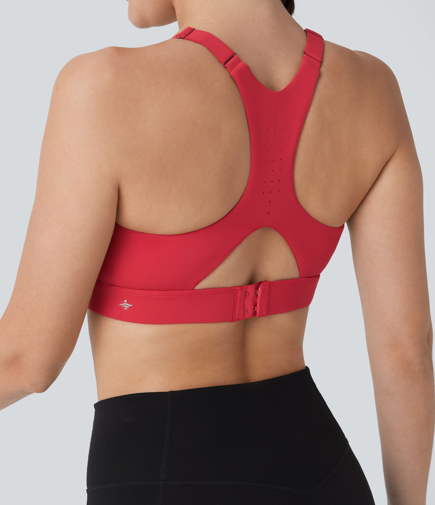 SpeedWave™ Medium Support Molded Cups Perforated Adjustable Hook Quick Dry Training Sports Bra  D-F Cups