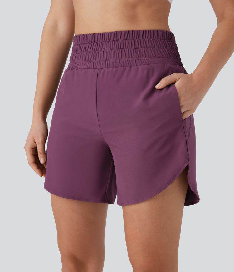 Breezeful™ High Waisted Pockets 2-in-1 Curved Hem Quick Dry Running Shorts 5.5''-Longer Length