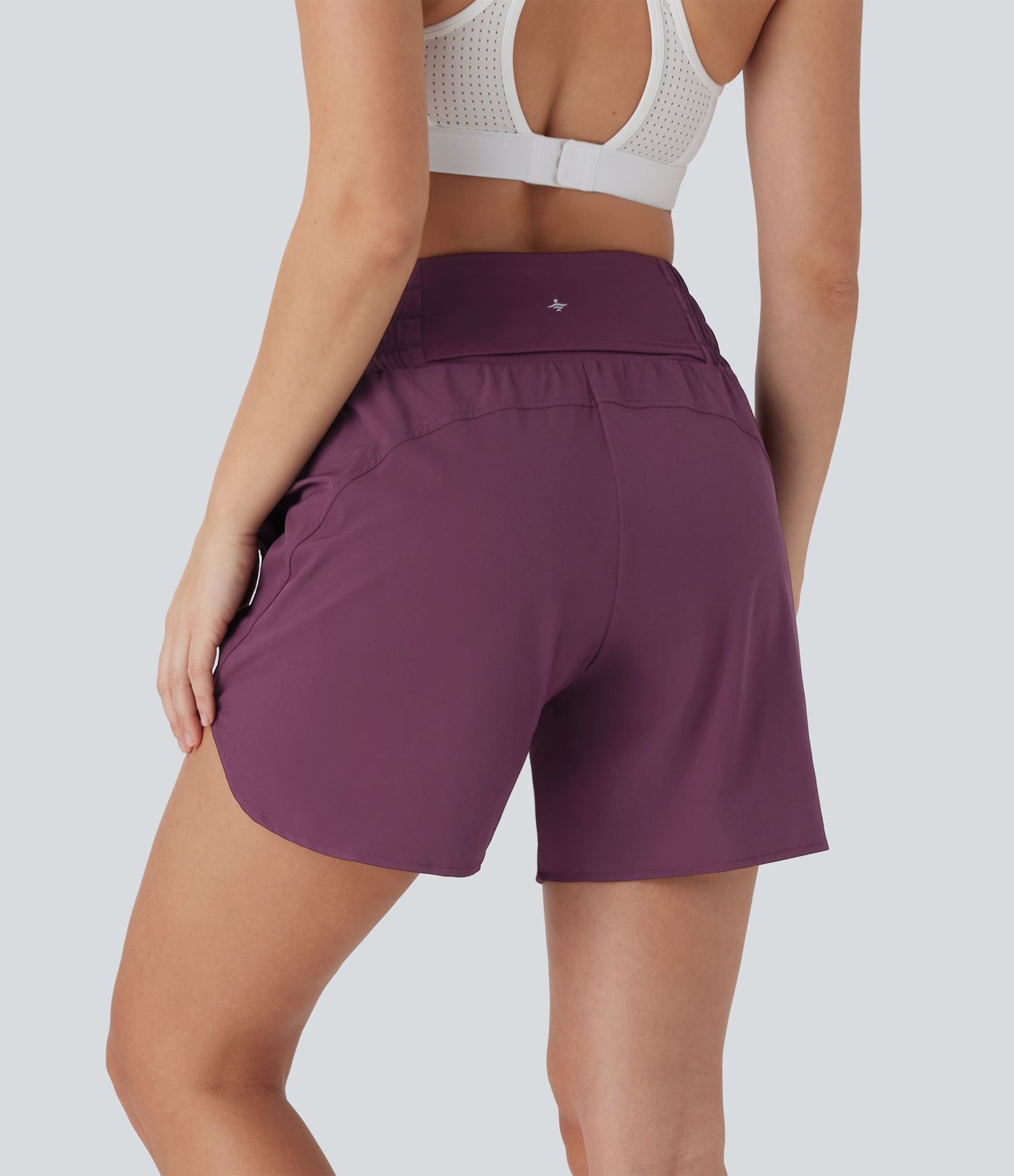 Breezeful™ High Waisted Multiple Pockets 2-in-1 Curved Hem Quick Dry Running Shorts 5.5''-Longer Length