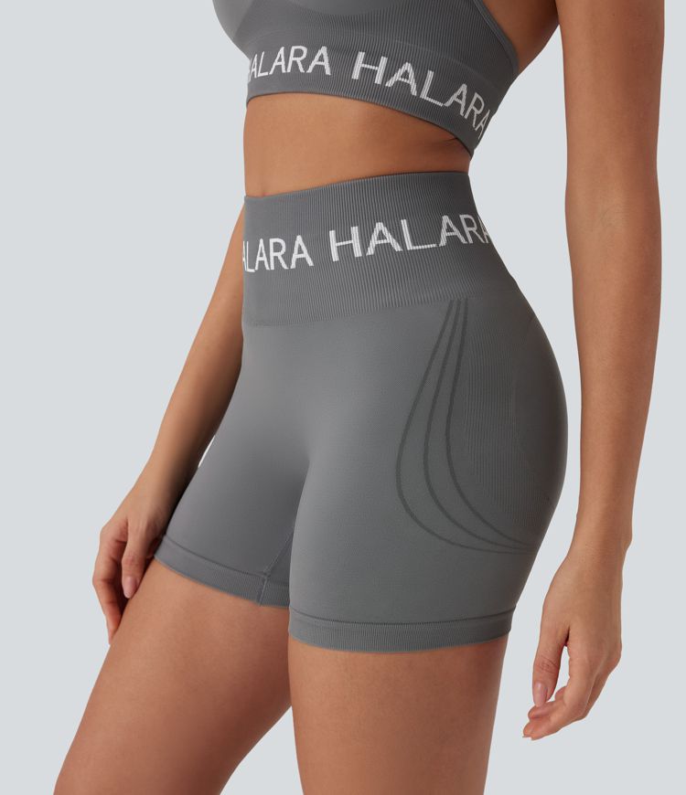 Seamless Flow Halara Logo High Waisted Yoga Biker Shorts 5''