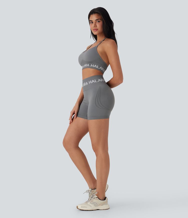 Short cycliste yoga 12,5 cm taille haute logo Halara sans couture OneForm Seamless Flow