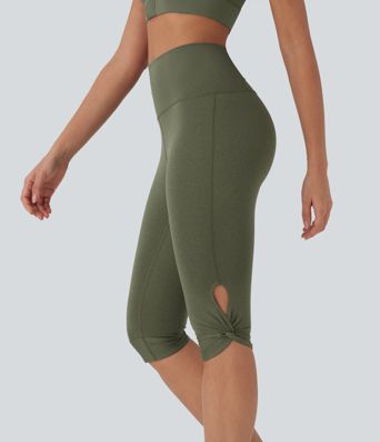 High-Waisted Cut-Out Quick-Dry Yoga Pedal Pusher Leggings with Pocket