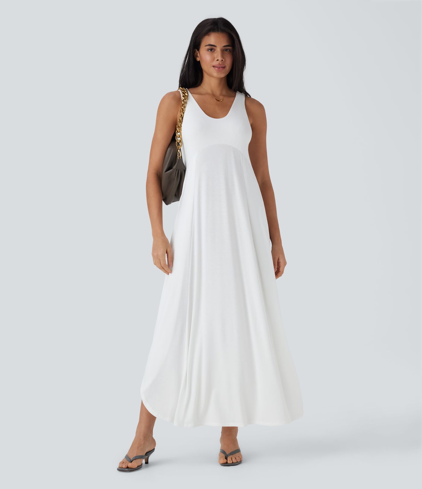U Neck Flowy Maxi Casual Tank Dress