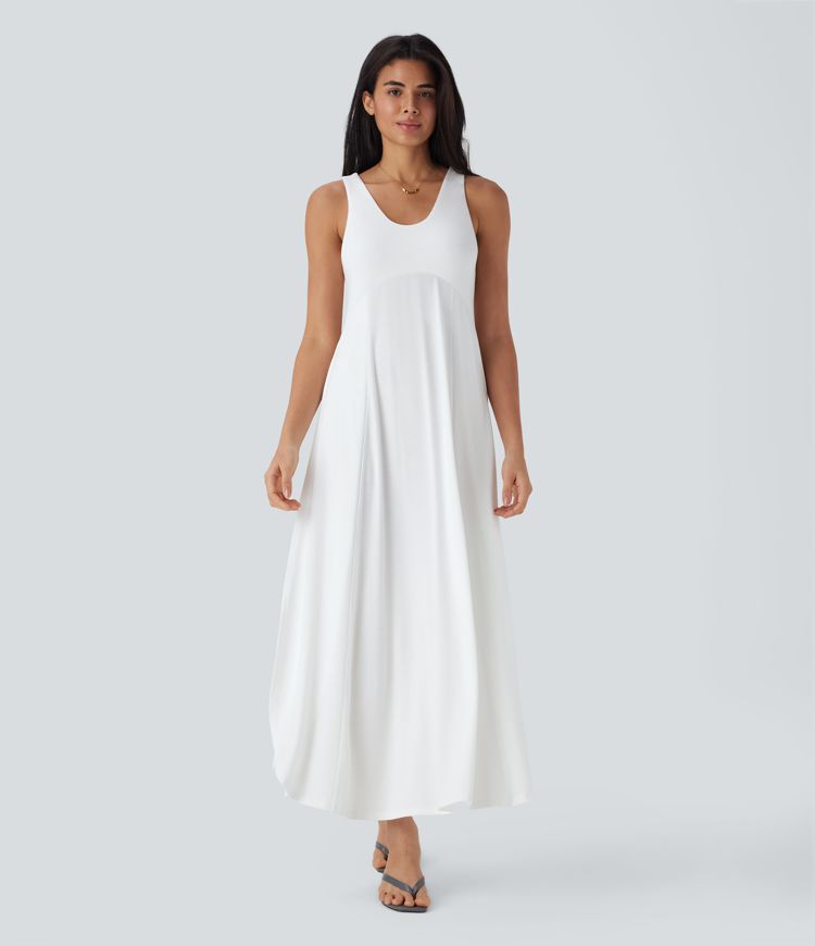 U Neck Flowy Maxi Casual Tank Dress