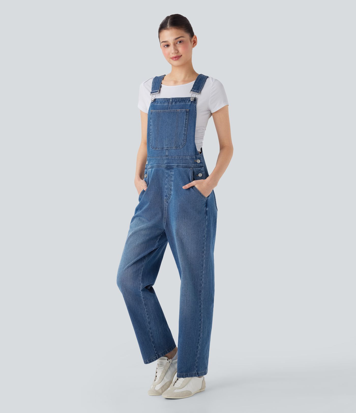Halara Flex™ Straight Leg Denim Casual Overalls with Pockets