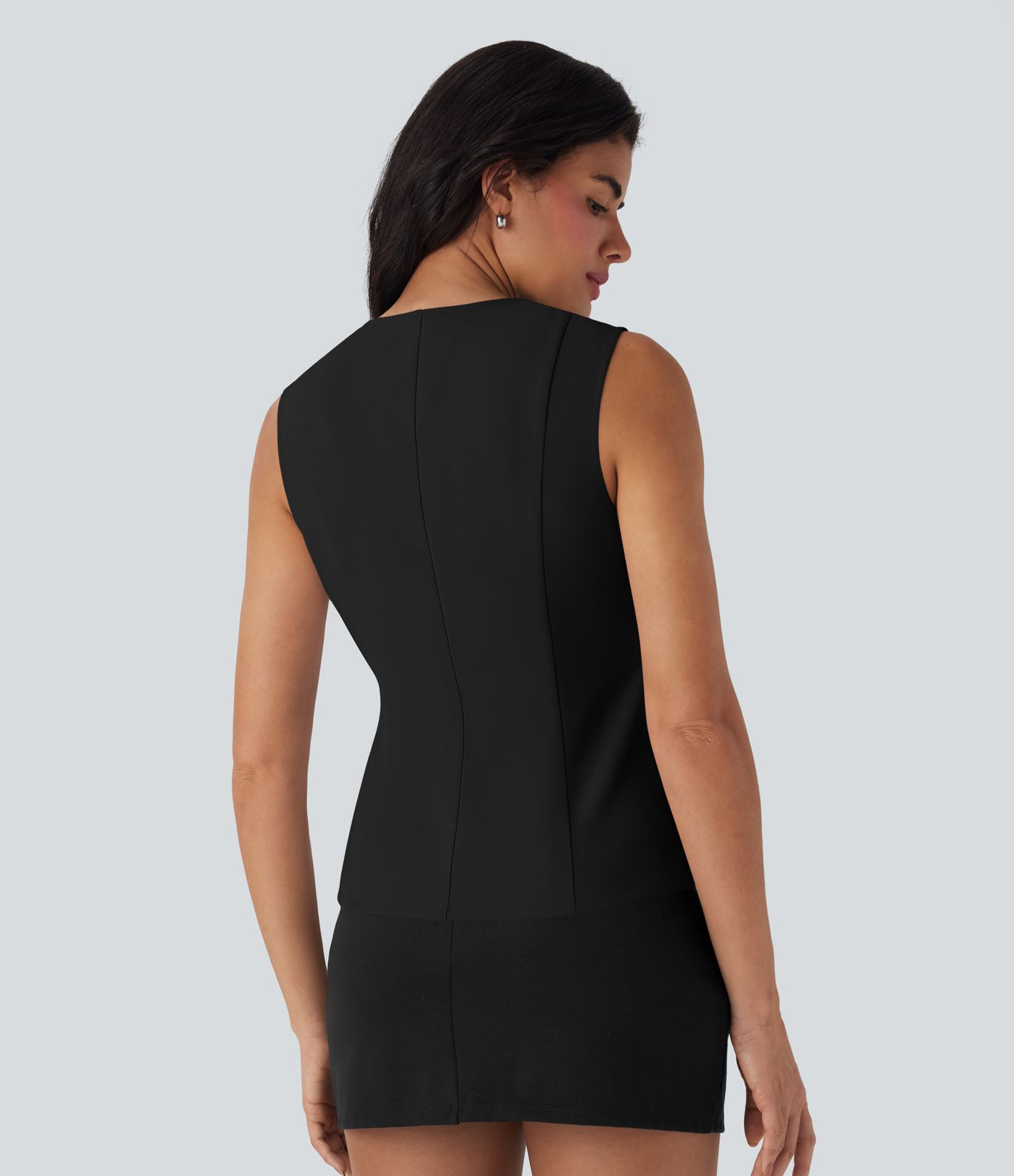 V Neck Wrapped Crisscross Lace Up Work Vest