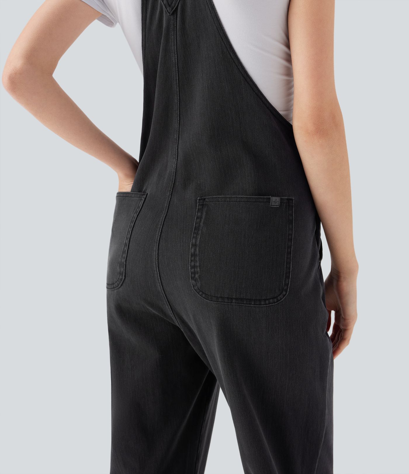 Jumpsuit Halara Flex™ Denim mezclilla elástica botón pierna recta múltiple bolsillo