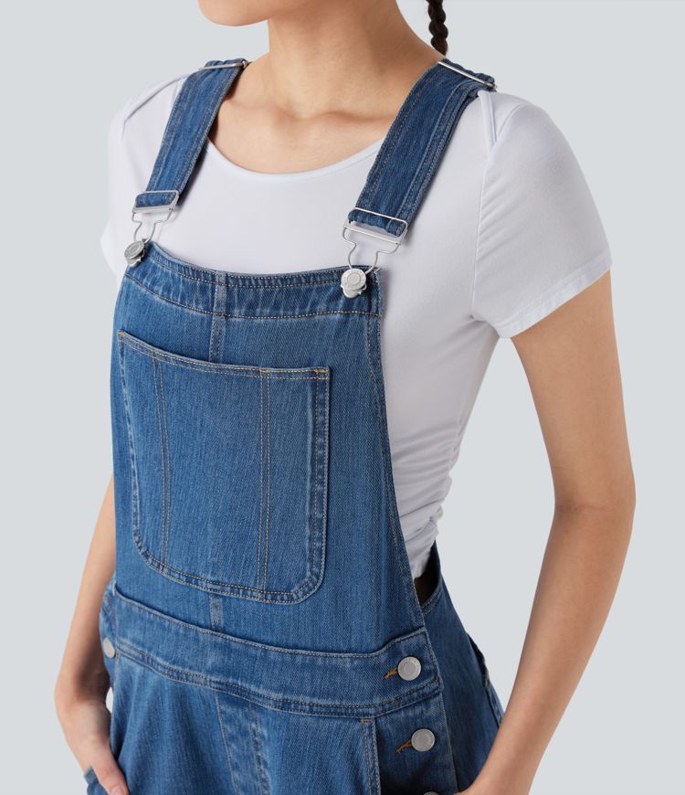 Halara Flex™ Straight Leg Denim Casual Dungarees with Pockets