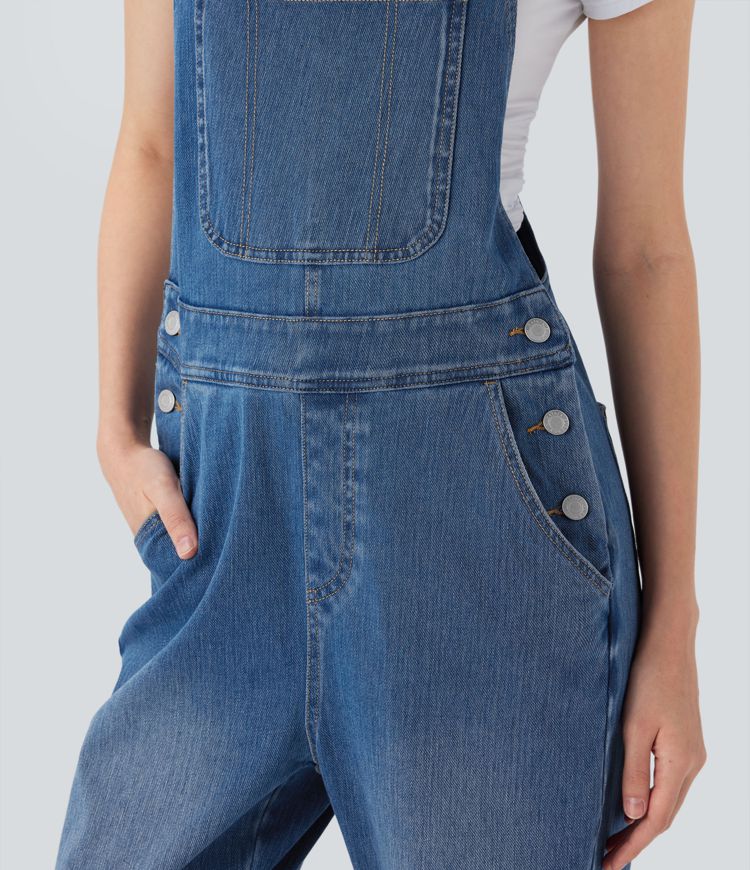 Halara Flex™ Straight Leg Denim Casual Dungarees with Pockets