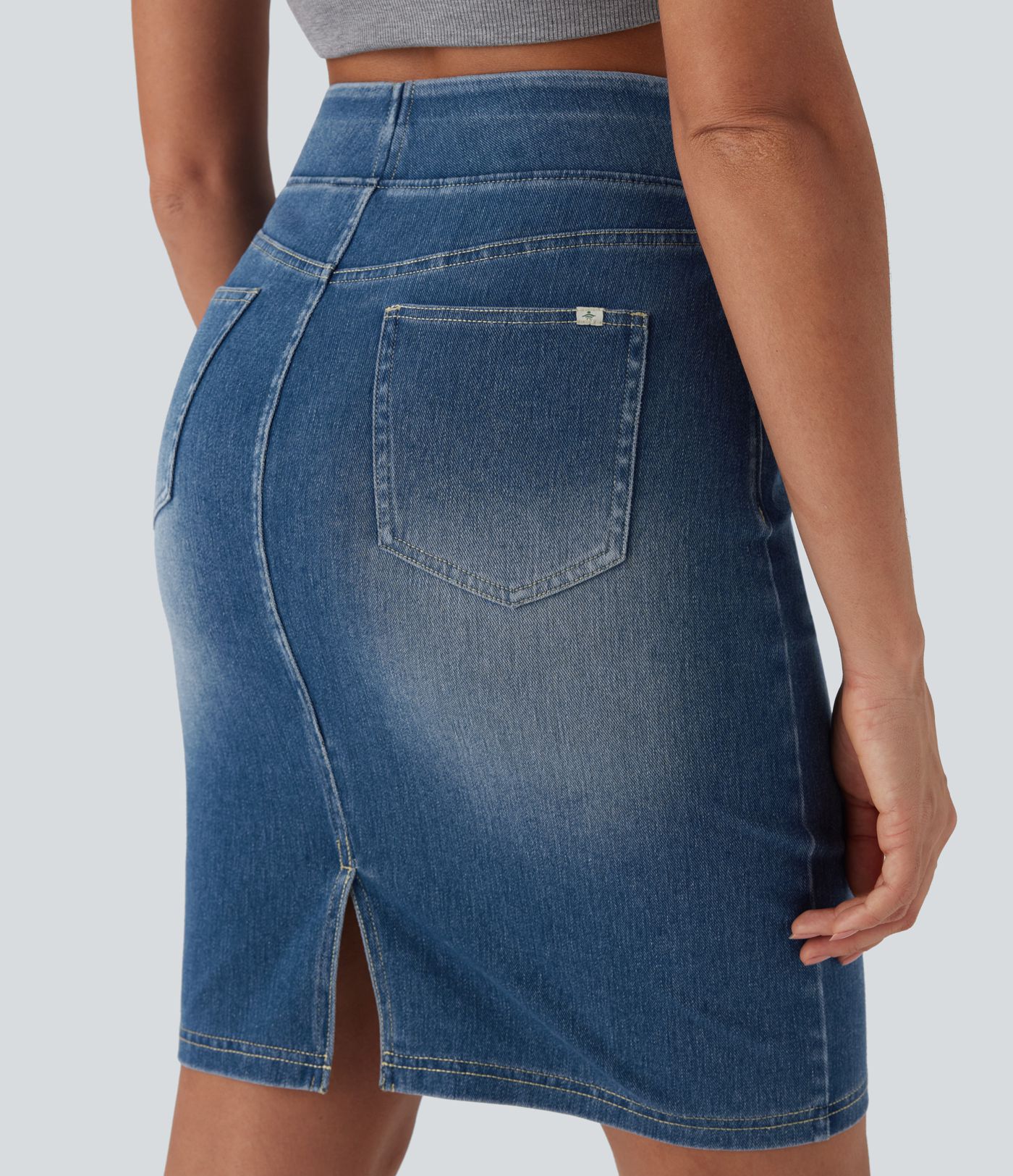 Halara Flex™ High Waisted Pockets Washed Denim Casual Skirt