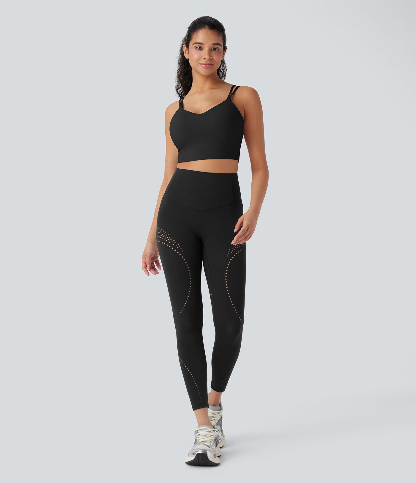 Leggings de yoga Halara UltraSculpt™ Refrescante UPF50+ con secado rápido y tiro alto con moldeador de abdomen, transpirabilidad y perforaciones laterales