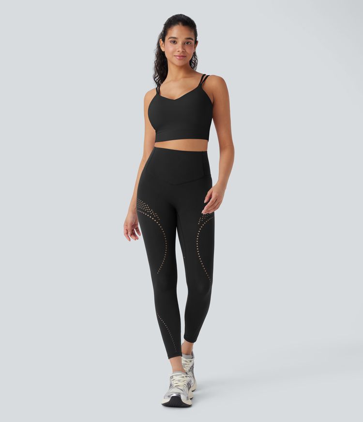 Leggings de yoga Halara UltraSculpt™ Cool à taille haute, ventilation perforée, séchage rapide et maintien du ventre - UPF 50+