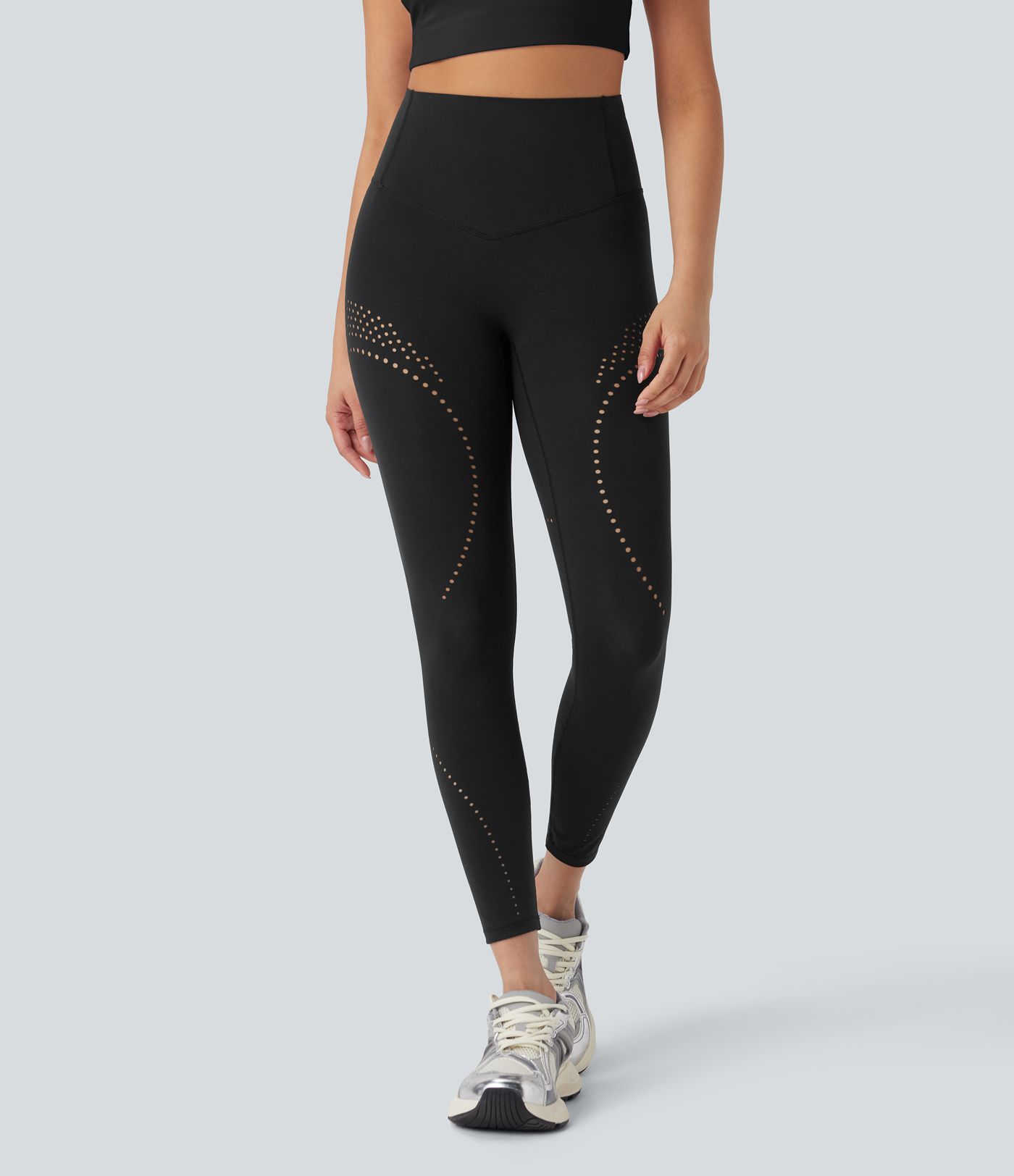 Leggings de yoga Halara UltraSculpt™ Refrescante UPF50+ con secado rápido y tiro alto con moldeador de abdomen, transpirabilidad y perforaciones laterales