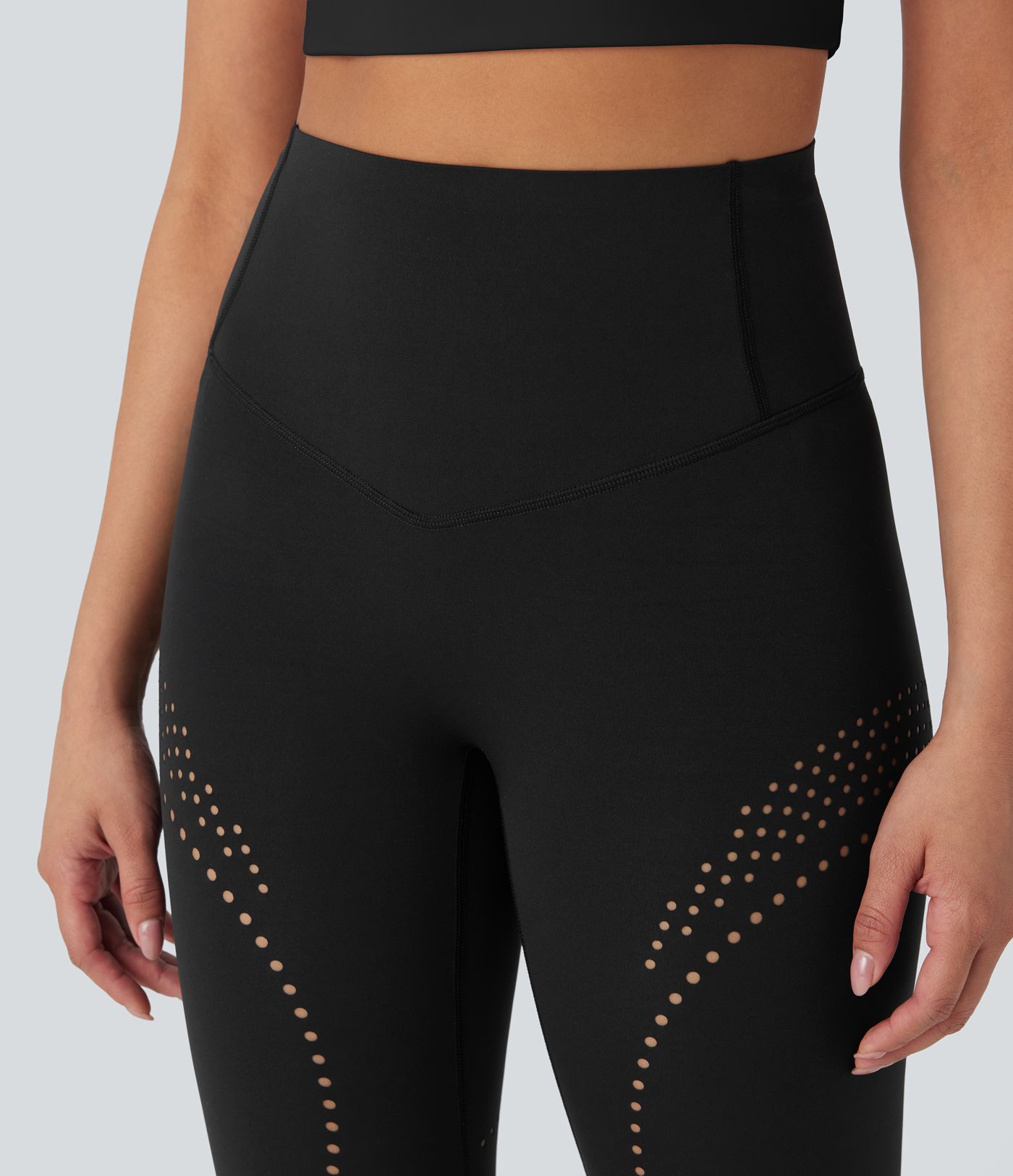 Leggings de yoga Halara UltraSculpt™ Refrescante UPF50+ con secado rápido y tiro alto con moldeador de abdomen, transpirabilidad y perforaciones laterales