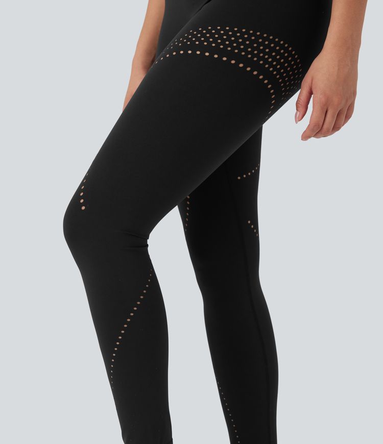 Leggings de yoga Halara UltraSculpt™ Cool à taille haute, ventilation perforée, séchage rapide et maintien du ventre - UPF 50+