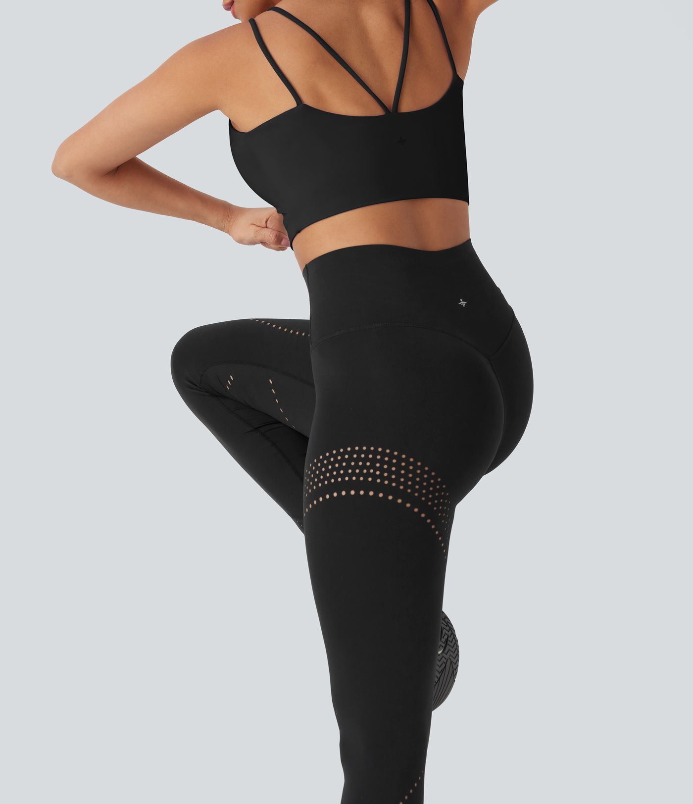Leggings de yoga Halara UltraSculpt™ Refrescante UPF50+ con secado rápido y tiro alto con moldeador de abdomen, transpirabilidad y perforaciones laterales