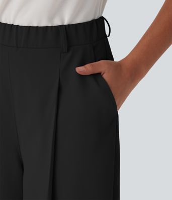 Halara Flex™ High Waisted Belted Wide Leg Cropped Work Pants with Pockets Halara Flex™ High Waisted Belted Wide Leg Cropped Work Pants with Pockets