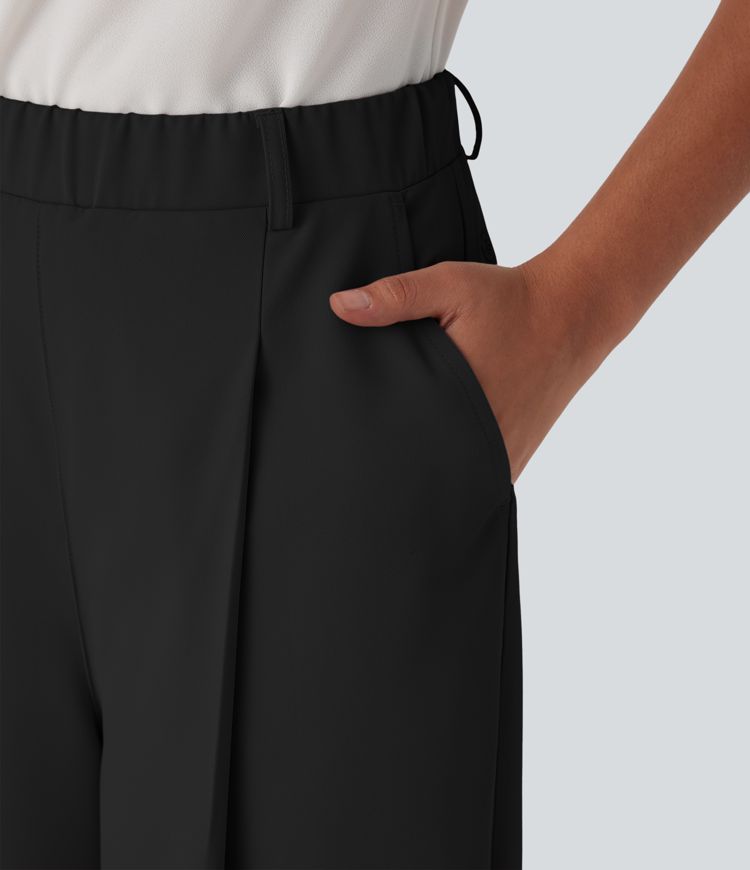 Halara Flex™ High Waisted Belted Wide Leg Cropped Work Pants with Pockets Halara Flex™ High Waisted Belted Wide Leg Cropped Work Pants with Pockets