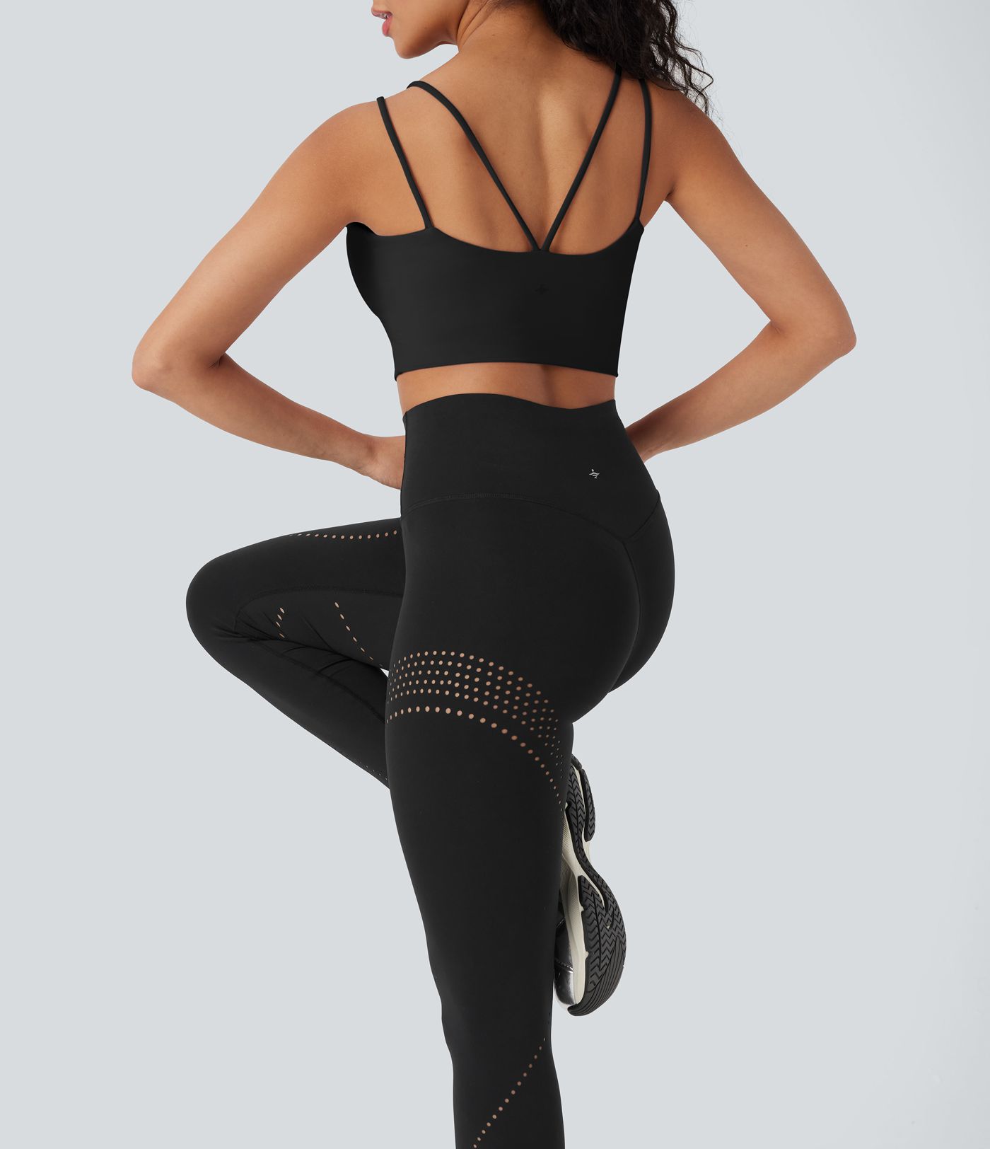 Leggings de yoga Halara UltraSculpt™ Refrescante UPF50+ con secado rápido y tiro alto con moldeador de abdomen, transpirabilidad y perforaciones laterales