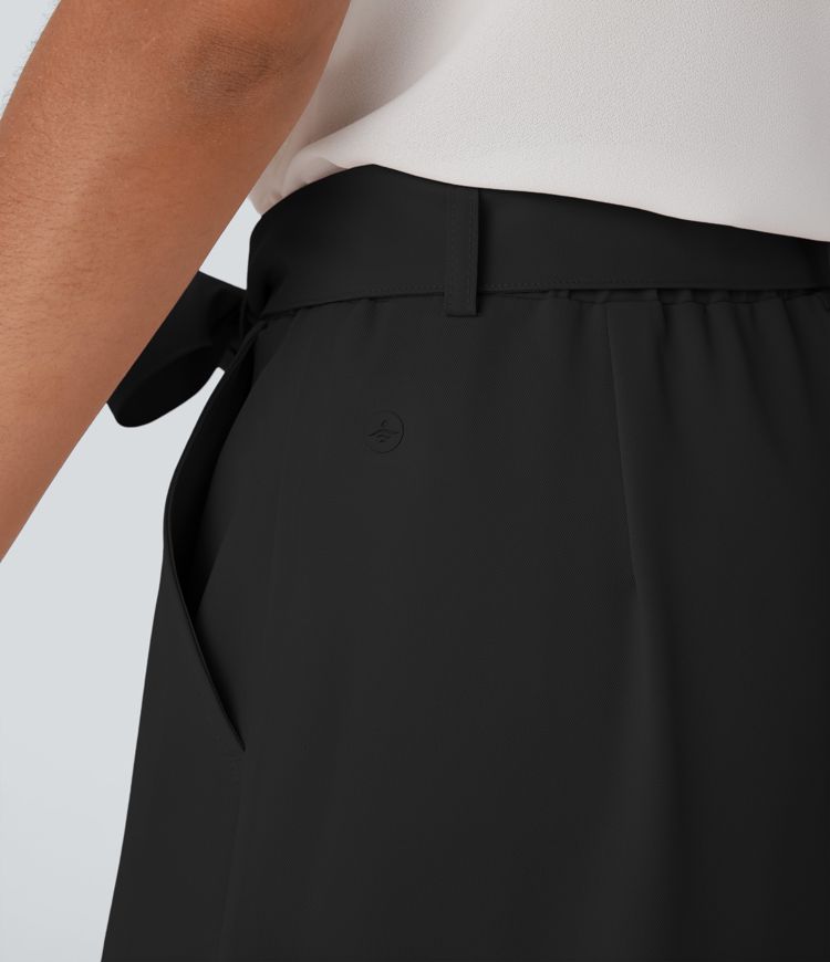 Halara Flex™ High Waisted Belted Wide Leg Cropped Work Pants with Pockets Halara Flex™ High Waisted Belted Wide Leg Cropped Work Pants with Pockets