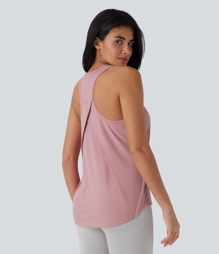 Round Neck High Low Cool Touch Quick Dry Running Tank Top