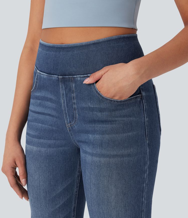Halara Flex™ High Waisted Washed Casual Bootcut Jeans with Pockets