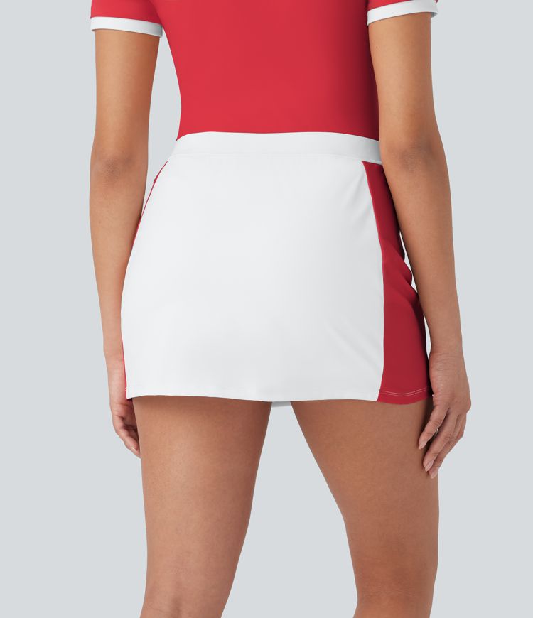 SoftlyZero™ Airy Mid Rise Color Block 2-in-1 Cool Touch Bodycon Mini Casual Skirt-UPF50+