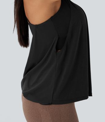 Double Straps Pleated Quick Dry Yoga Cami Top D-F Cups