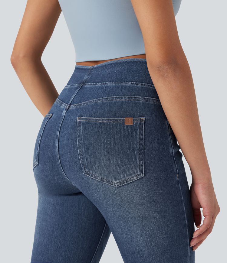 Halara Flex™ High Waisted Washed Casual Bootcut Jeans with Pockets