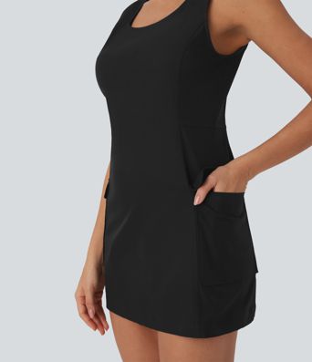 Water Repellent Wear-Resistant 2-Piece Mini Camping Cargo Dress with Pockets