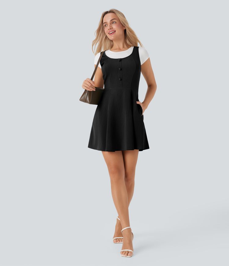 Wrinkle-resistant Mini Travel Jumper Dress with Pockets