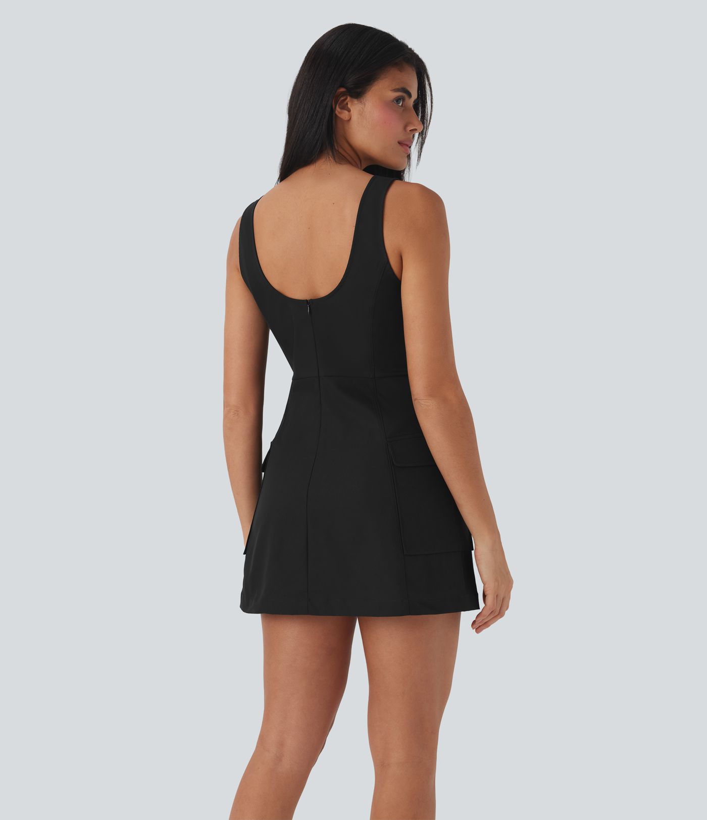 Water Repellent Wear-Resistant 2-Piece Mini Camping Cargo Dress with Pockets