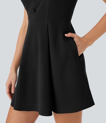 Wrinkle-resistant Mini Travel Jumper Dress with Pockets