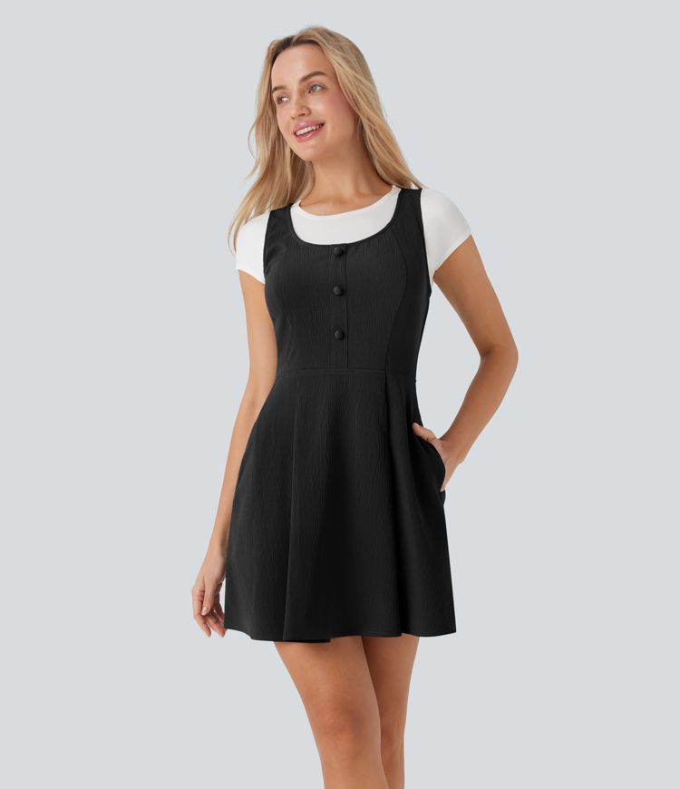Wrinkle-resistant Mini Travel Jumper Dress with Pockets