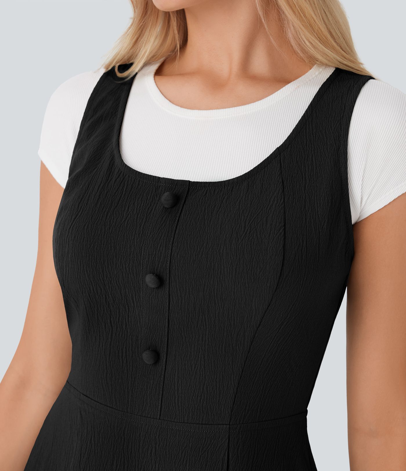 Wrinkle-resistant Mini Travel Jumper Dress with Pockets