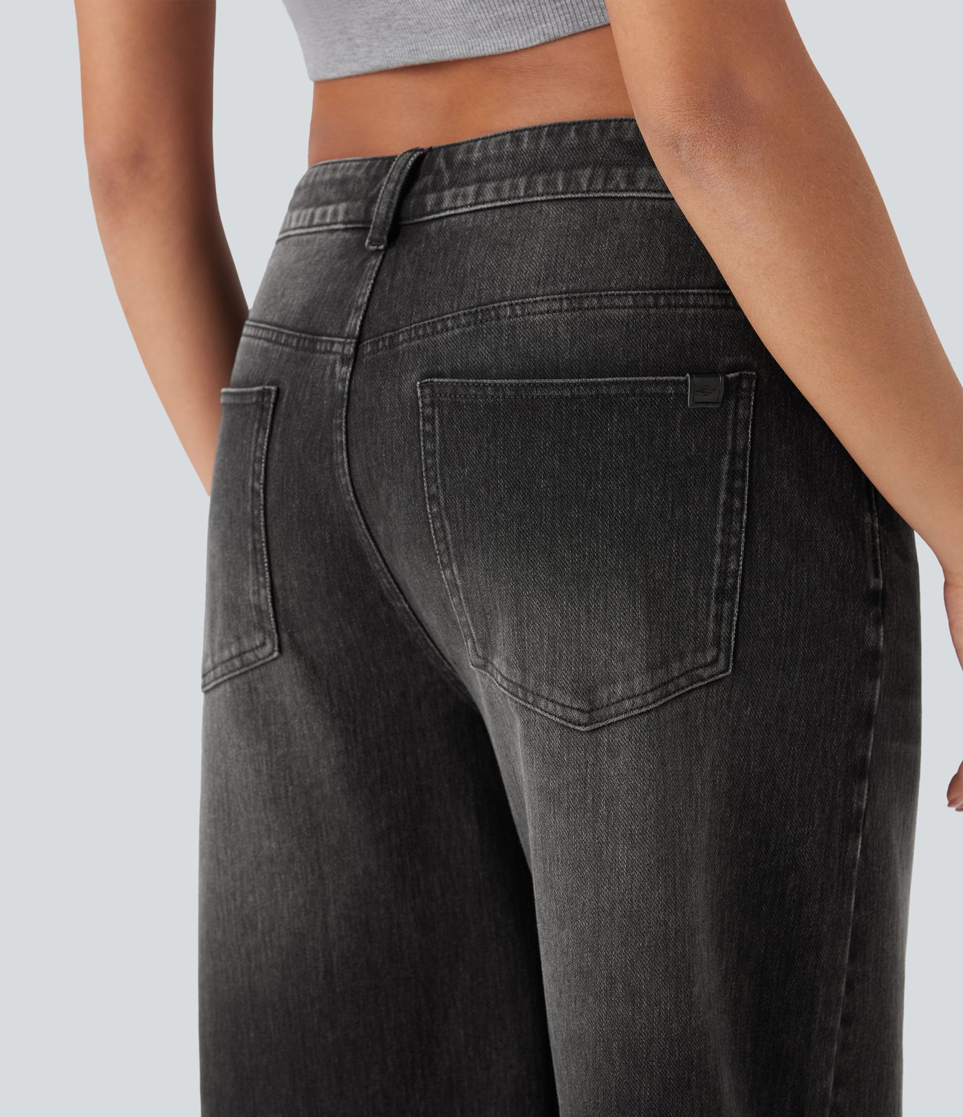 Halara Flex™ Low Rise Washed Casual Capri Baggy Jeans with Pockets