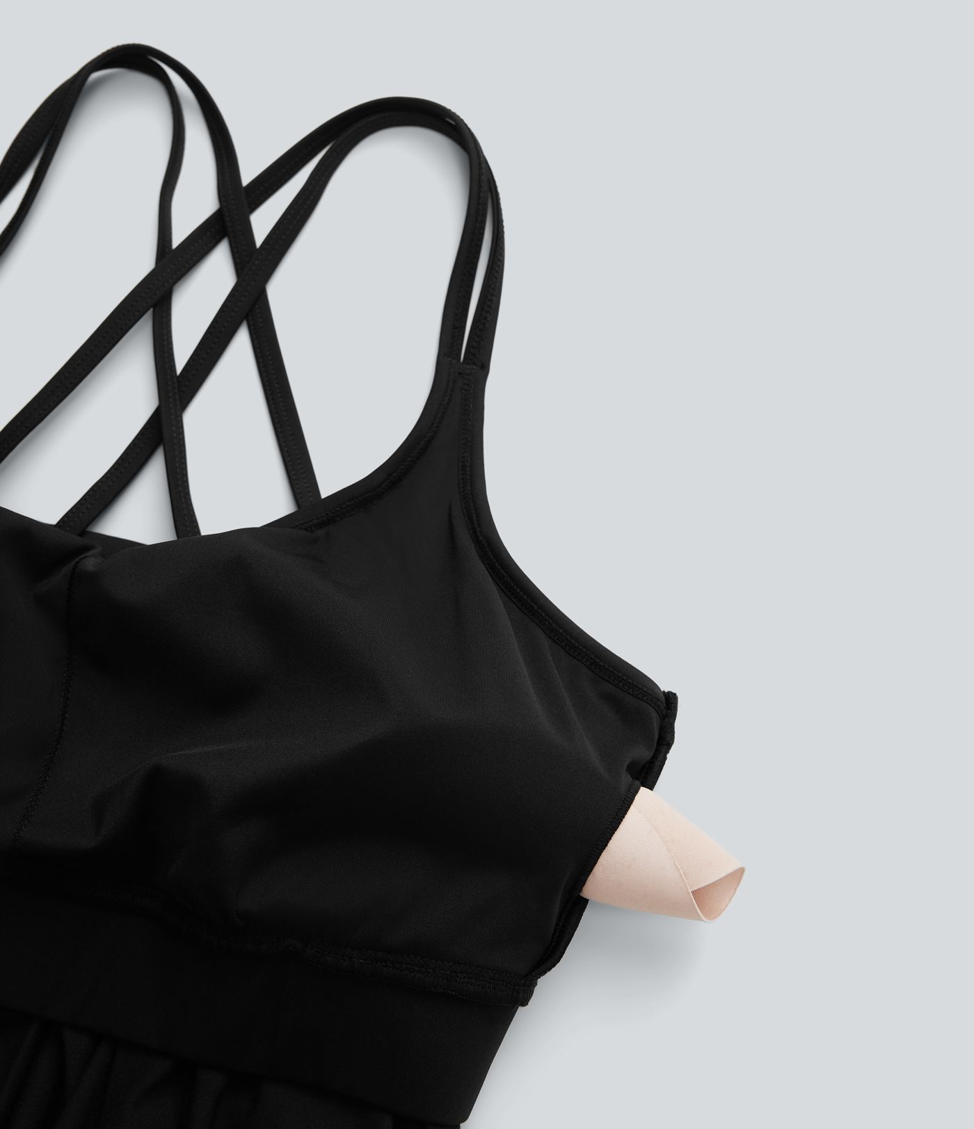 Double Straps Pleated Quick Dry Yoga Cami Top D-F Cups