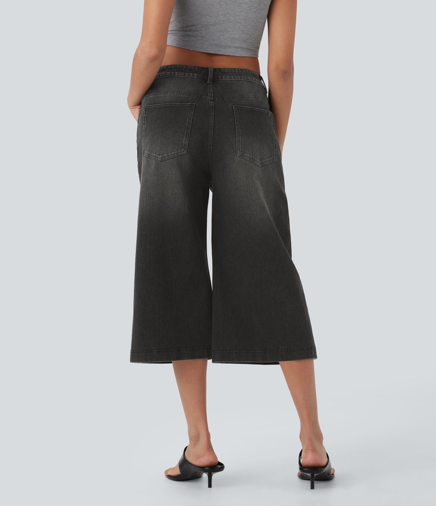 Halara Flex™ Low Rise Washed Casual Capri Baggy Jeans with Pockets