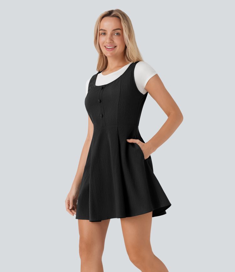 Wrinkle-resistant Mini Travel Jumper Dress with Pockets