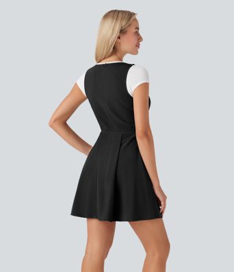 Wrinkle-resistant Mini Travel Jumper Dress with Pockets
