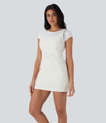 Water Repellent Wear-Resistant Backless 2-Piece Mini Camping Cargo Dress with Multiple Pockets