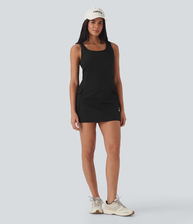 Water Repellent Wear-Resistant 2-Piece Mini Camping Cargo Dress with Pockets