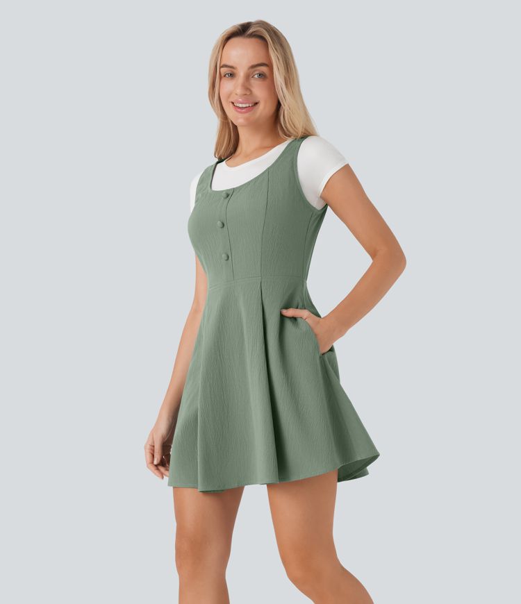 Wrinkle-resistant Mini Travel Jumper Dress with Pockets