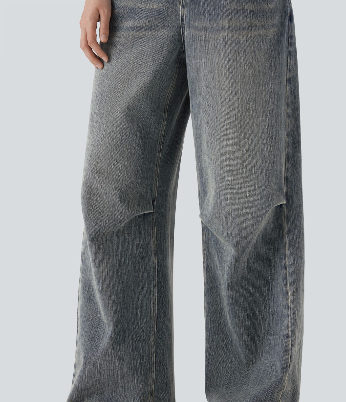 Halara Flex™ Low Rise Wide Leg Washed Casual Jeans with Pockets