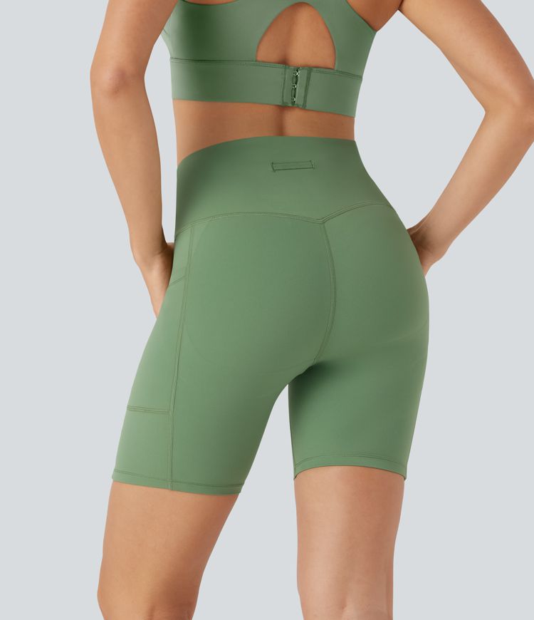 Halara UltraSculpt™ SoCinched High Waisted Butt Lifting Tummy Control Loop Running Biker Shorts 7'' with Pockets