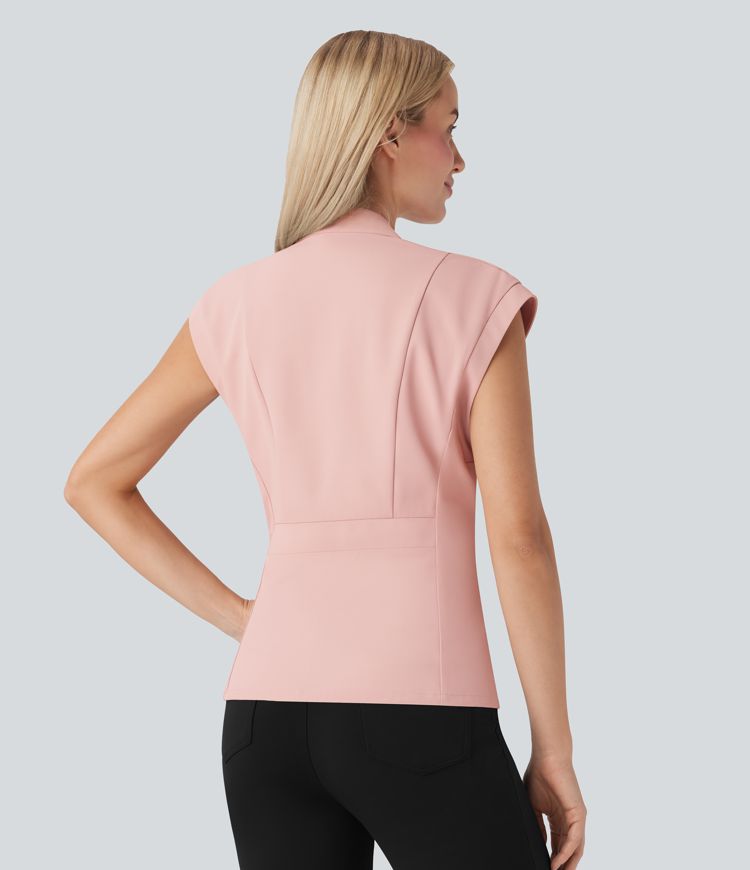 Veste de Travail Enveloppante Sans Manches à Col en V avec Ceinture