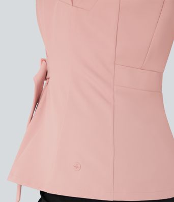 Veste de Travail Enveloppante Sans Manches à Col en V avec Ceinture