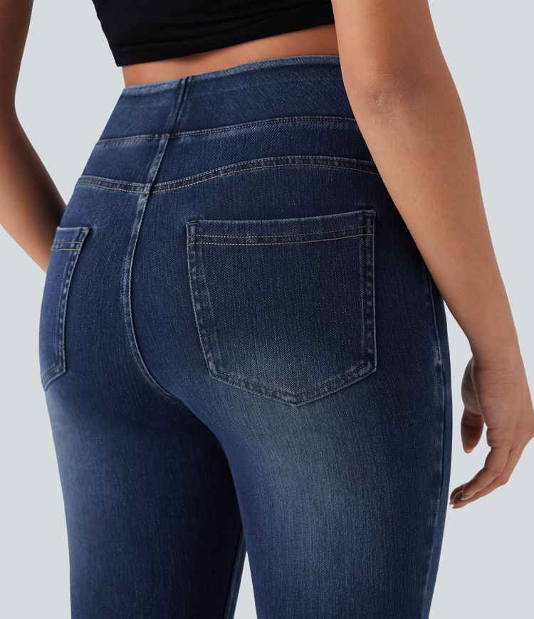 Halara Flex™ High-Waisted Denim Casual Capri Leggings with Pockets